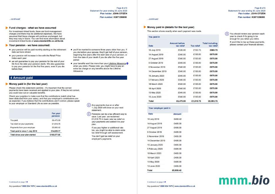 United Kingdom Standard Life rachunek za media szablon w formacie Word i PDF, 7 stron 5 6